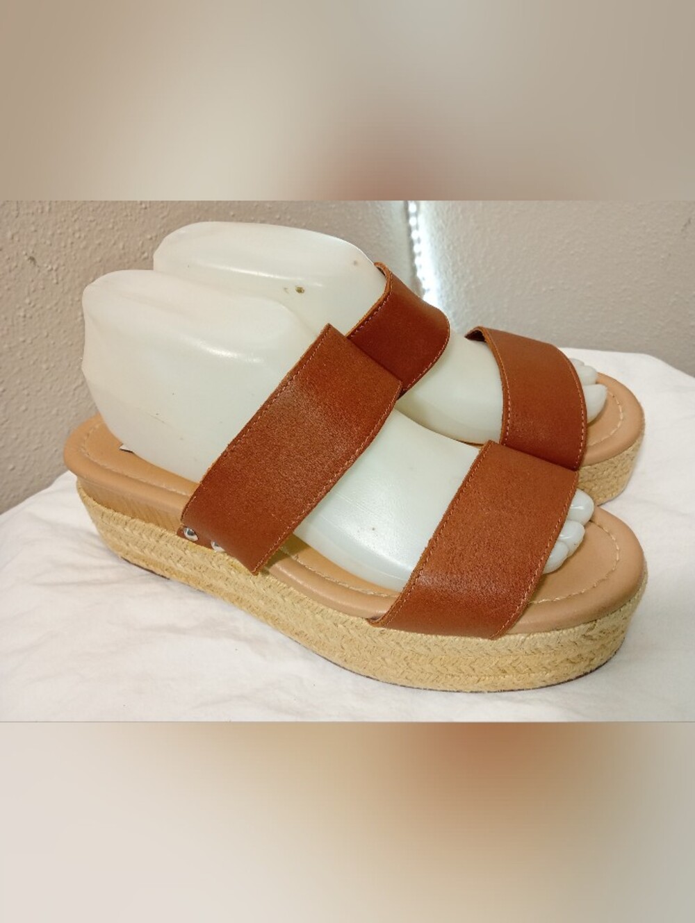 Women's Steve Madden Brown Double Strap Slide Espadrilles Sandals sz 9M - Picture 2 of 13